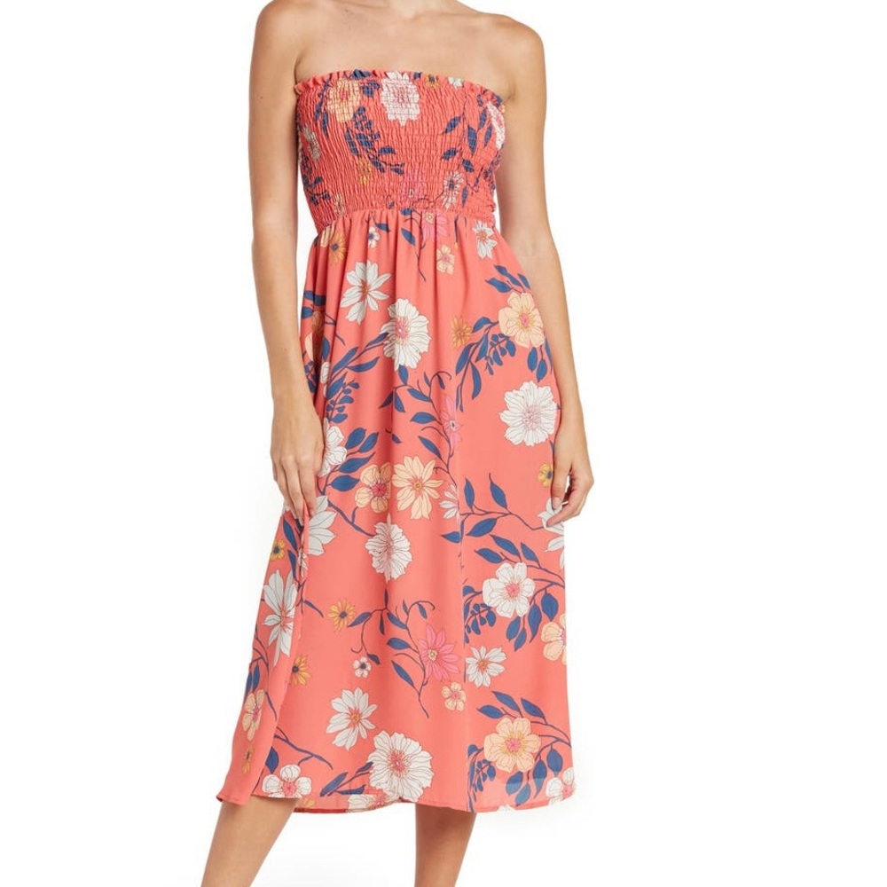 Floral strapless dress